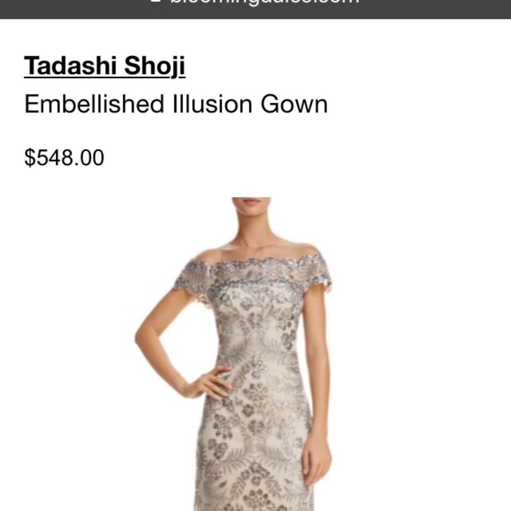 Tadashi Shoji Embellished Illusion Gown Size 10